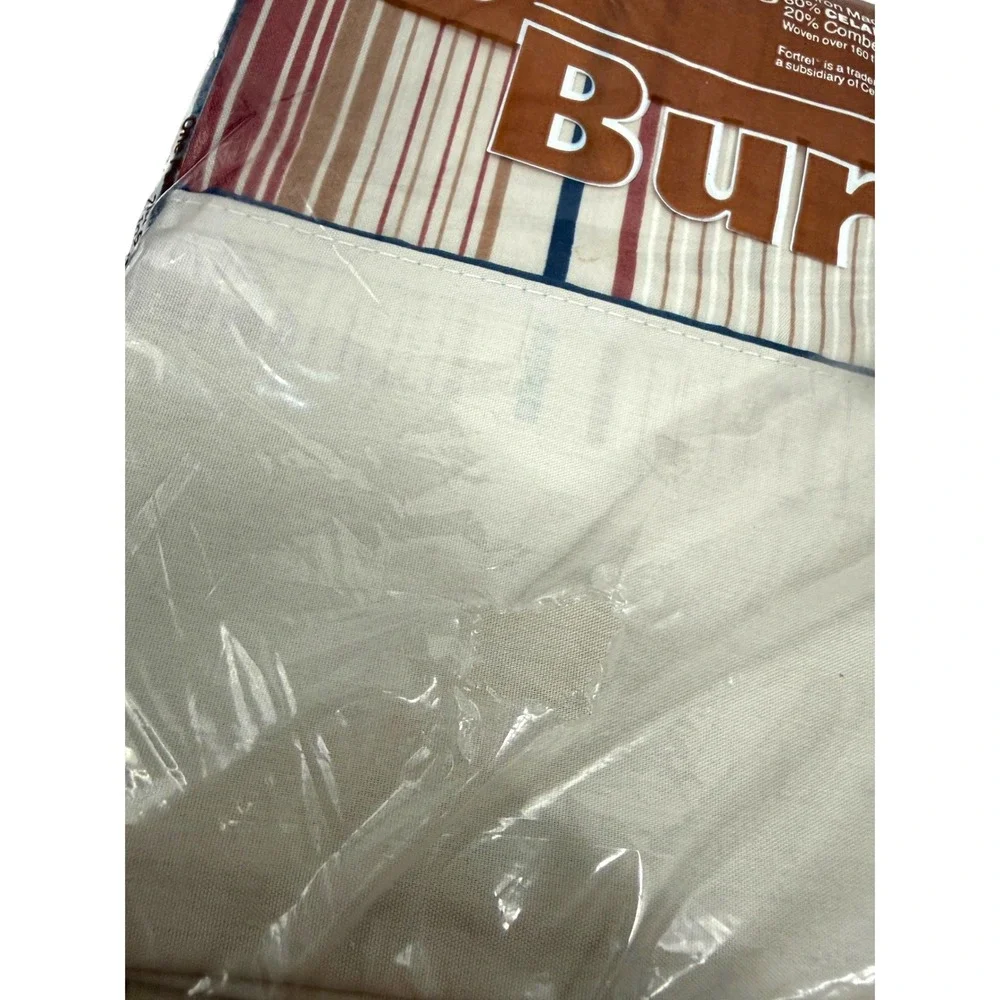 Vintage Burlington Caress Full Flat Sheet NOS‎ Brown Stripe USA Deadstock Sealed